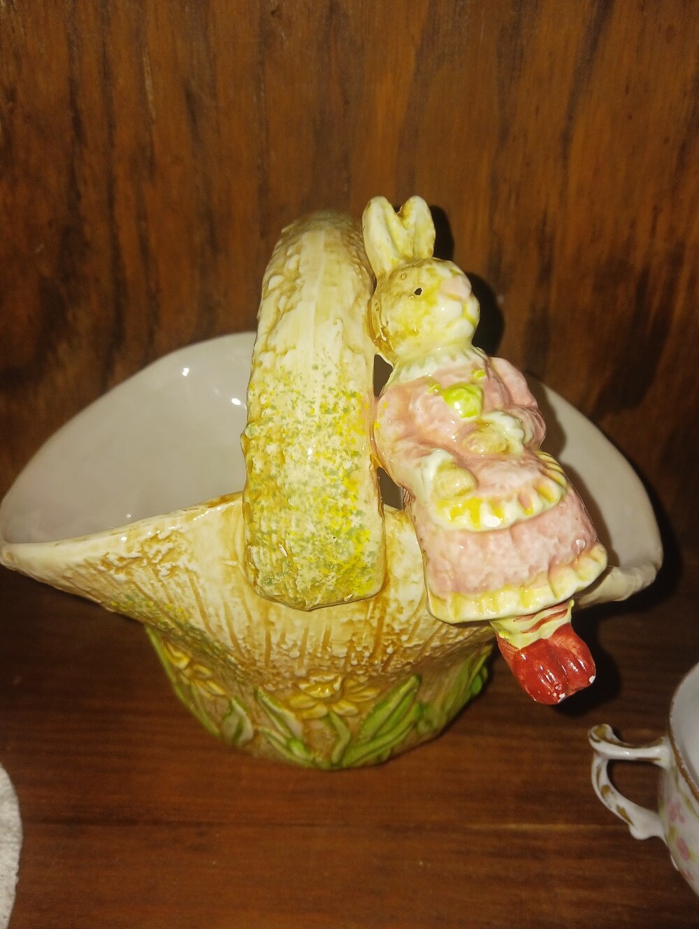 Ceramic Bunny Basket in Yellow, Pink and Red